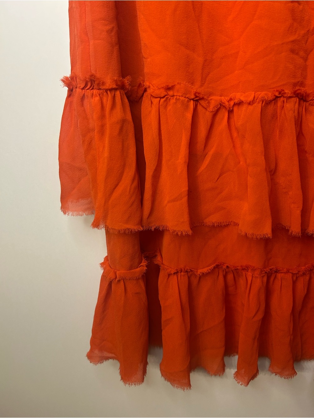 Marc Jacobs Vintage Silk Orange Ruffle V Neck Dress, Size 0 - Picture 6 of 10